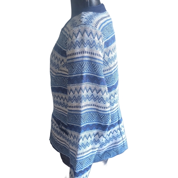 Le Grenier Blue and White Zippered Sweater Cardigan 16 - Picture 5 of 7